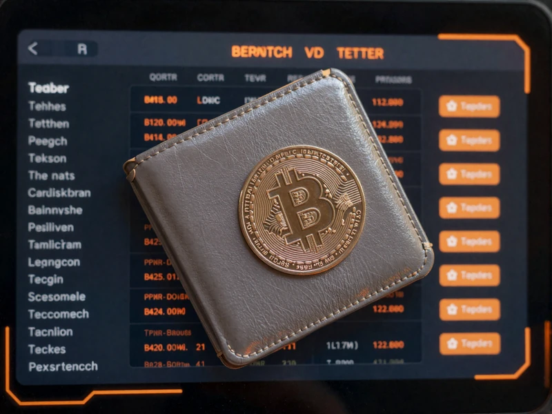 Holografisches Krypto-Wallet-Dashboard mit Bitcoin- und Tether-Transaktionen bei Vox Casino