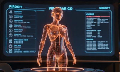 Holografischer pers&ouml;nlicher VIP-Assistent mit orangen Neon-Linien bei Vox Casino