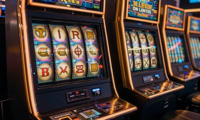 Exklusive High-Roller-Slotmaschine mit goldenen und orangen Akzenten bei Vox Casino